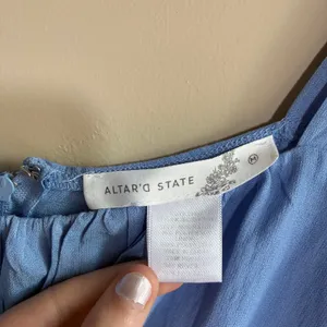 Altar'd state blue tiered maxi dress sleeveless‎ women's size M cinched waist thumbnail 5