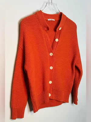 Alex Mill Nico Orange Paprika Button Up Cardigan Sweater Top thumbnail 6
