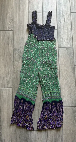 Urban Outfitters Green and Purple Printed Boho Jumpsuit thumbnail 1