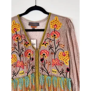 NWT Bhanuni by Jyoti Dress Pink Giorgia Maxi Floral V Neck Puffed Boho Size 2 thumbnail 8