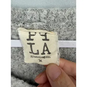 PPLA Womens Sweater Gray Distressed Shredded V-Neck Knit Medium thumbnail 5