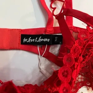 NWT For love & lemons Rosa‎ Red lace underwire strappy bra hearts Rose thumbnail 5