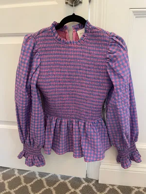NEW WITH TAG HYACINTH HOUSE RUBY GINGHAM TOP XS! thumbnail 4