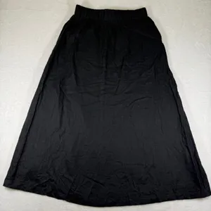 Quince 100% European Linen Maxi Skirt Black Side Slit Pockets Small MIVN004 thumbnail 8