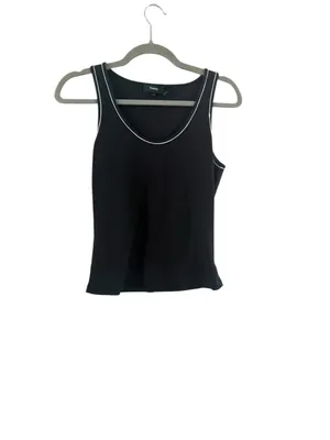 Women's Theory Scoop Neck Tank Top Size S Black White thumbnail 2