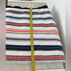 Milly Multi Color Striped White Mini Skirt Cotton Blend Preppy Luxe Size 2 thumbnail 7
