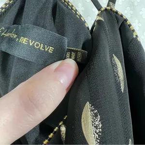 Revolve House Of Harlow Black Gold Leaf Print Halter Dress‎ thumbnail 4