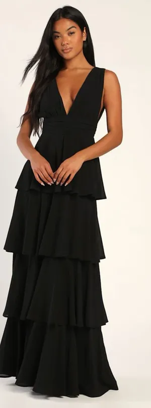 LULU’S Amazing Evening Black Tiered Maxi Dress thumbnail 1