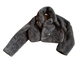 Song of Style Faux Fur Coat Brown Cropped Length Jacket Vegan Size Small Women's thumbnail 1