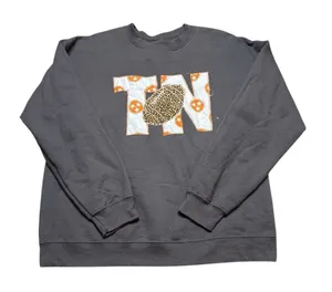 🧡 Tennessee Football Graphic Sweatshirt Gray‎ Leopard Patch L 🧡 thumbnail 1