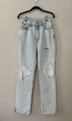 FREE PEOPLE Women's Destroyed Light Denim Pants | US 28 thumbnail 2