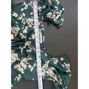 Abercrombie & Fitch Milkmaid Floral Top Green Cottagecore Puff Sleeve Smocked M thumbnail 10