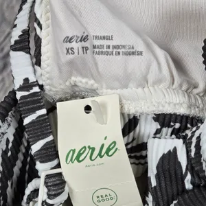 Aerie Women XS Triangle Bikini Top Ribbed‎ Zebra Print Black White Swim thumbnail 4