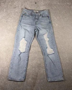 levis‎ wedgie straight distressed womens light wash button fly 25 thumbnail 1