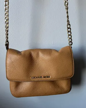 Michael Kors Tan Leather MK Crossbody Purse thumbnail 1