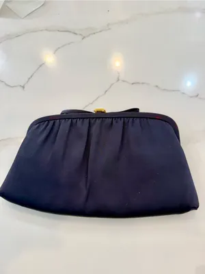 After Five Vintage Navy Satin Clutch Purse thumbnail 3