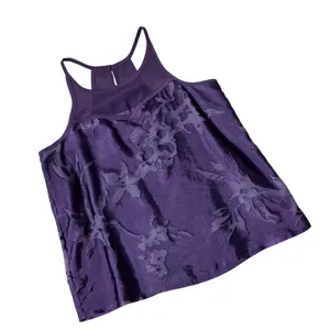American Eagle Burnout Floral Mesh Tank Top Womens M Purple Racerback Blouse thumbnail 1