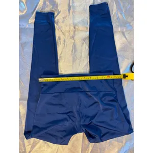 Onzie Womens High Rise Shiny Royal Blue Activewear Leggings Size XS Made in USA thumbnail 6