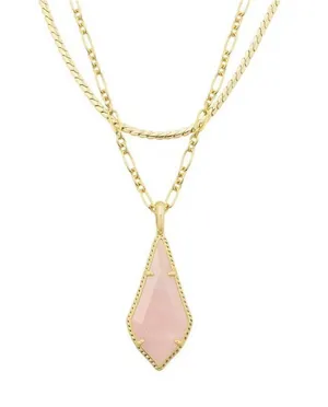 NWT Kendra Scott Teardrop Pendant Flat Chain Necklace Gold Yellow 22.5" thumbnail 1