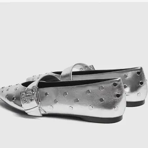 Silver Studded Mary Jane Flats Size 6 thumbnail 2