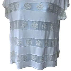 Free People White Floral Sheer Top Lightweight Fairy Festival Boho Feminine S thumbnail 4