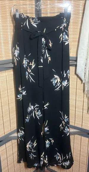 a new day Black Floral Wide-Leg Pants with Paper Bag Waist thumbnail 1