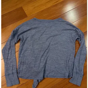 Abercrombie Fitch Blue‎ Marled Knit Tie Front Long Sleeve Top Womens Size L thumbnail 5