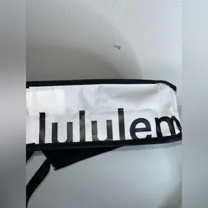 Lululemon Shopping Tote Reusable Bag Black & White Small 11.5" Tall x 9" Wide thumbnail 6
