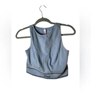 Victoria's Secret PINK Ribbed Crop‎ Top Bralette built in cups Blue Size M thumbnail 3