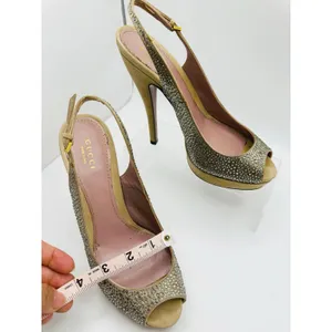 Gucci Tan Suede Crystal Slingback Peep Toe Pumps Heels Women’s EU 37.5 thumbnail 7