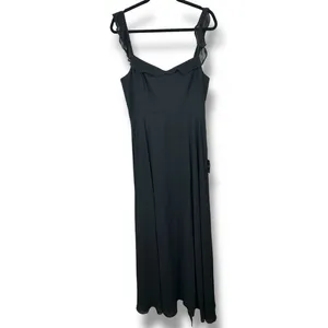 NEW Lulus Dreamy Admiration Black Ruffled Sweetheart Chiffon Maxi Dress Large thumbnail 6