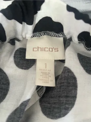 Chico's Black White Polka Dot Wide Leg Pants Medium Resort Coastal Office Summer thumbnail 8