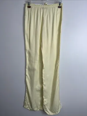 Zara light yellow flowy straight leg pants size XS thumbnail 3