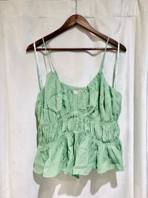 LOFT Smocked V-Neck Peplum Cami Size Small thumbnail 2