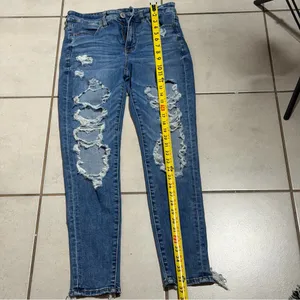 American Eagle Women Hi-Rise Jegging Jeans Distressed Denim Blue‎ Jeans size 6 thumbnail 10