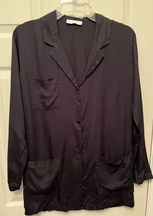 Neu Nomads Women's Casual Black Satin Feel Three Pocket Relaxed Blazer‎ Size XS thumbnail 1