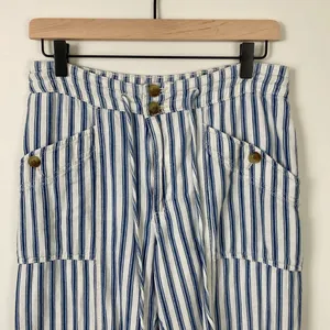 American Eagle Striped Pants Cotton Coastal Women’s Size 6 Blue White Beach thumbnail 3