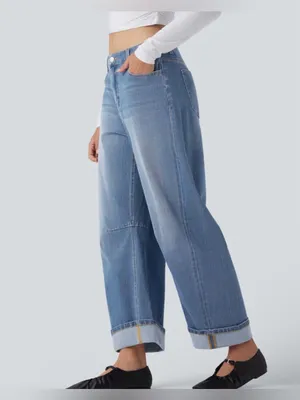 Halara Flex™ Mid Rise Barrel Leg Washed Casual Jeans thumbnail 3