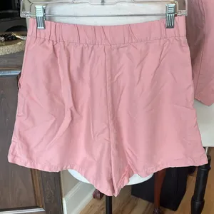 Matching Set Rose Pink Button Vest Comfy Shorts New Size XS thumbnail 4