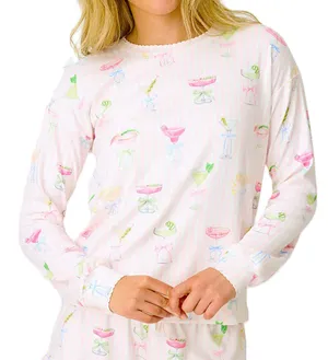 NEW P.J. Salvage Pretty Punch cocktail Pajama Set Baby Pink Stripe Size M thumbnail 2