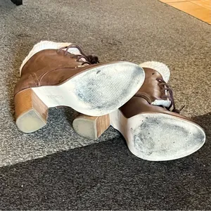 RARE Restricted Leather Fur Heeled Booties Size 8 Brown thumbnail 7