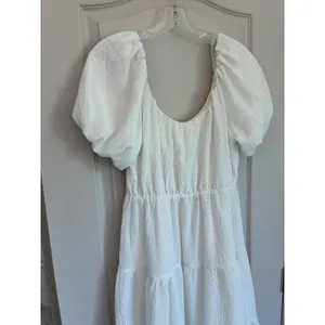 ASTR The‎ Label White Textured Puff Sleeve Tiered Midi Dress ADR100877 Womens XS thumbnail 8