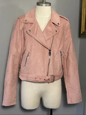 Levi's Large Pink Faux Suede Moto Jacket thumbnail 2