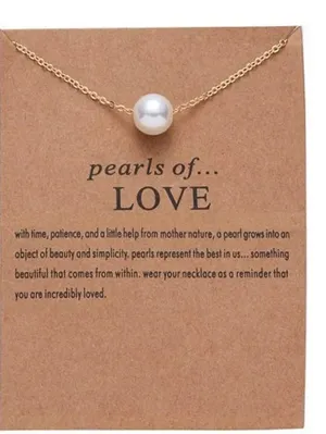 Pearls of Love Charm Pendant Gold Adjustable Necklace thumbnail 1