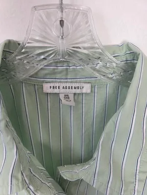 100% Cotton Lime Pastel Green Striped Shirt Dress Academia Preppy Plus Size XXL thumbnail 4