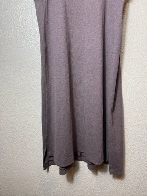 Lululemon‎ Gone for the Week Dress Mock Neck Ribbed Sleeveless Swing MidiTaupe S thumbnail 5