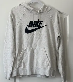 Nike Light Gray Crewneck Hoodie with Black Swoosh thumbnail 1