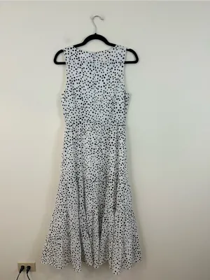 BB Dakota Something About Dots Sleeveless White Polka Dot Tiered Midi Dress Sm thumbnail 5