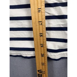 Fourth + Bay Womens Navy White Striped Short Sleeve Crewneck T-Shirt Large thumbnail 2