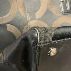 Coach Black Brown Medium size shoulder bag tote Leather Canvas thumbnail 8